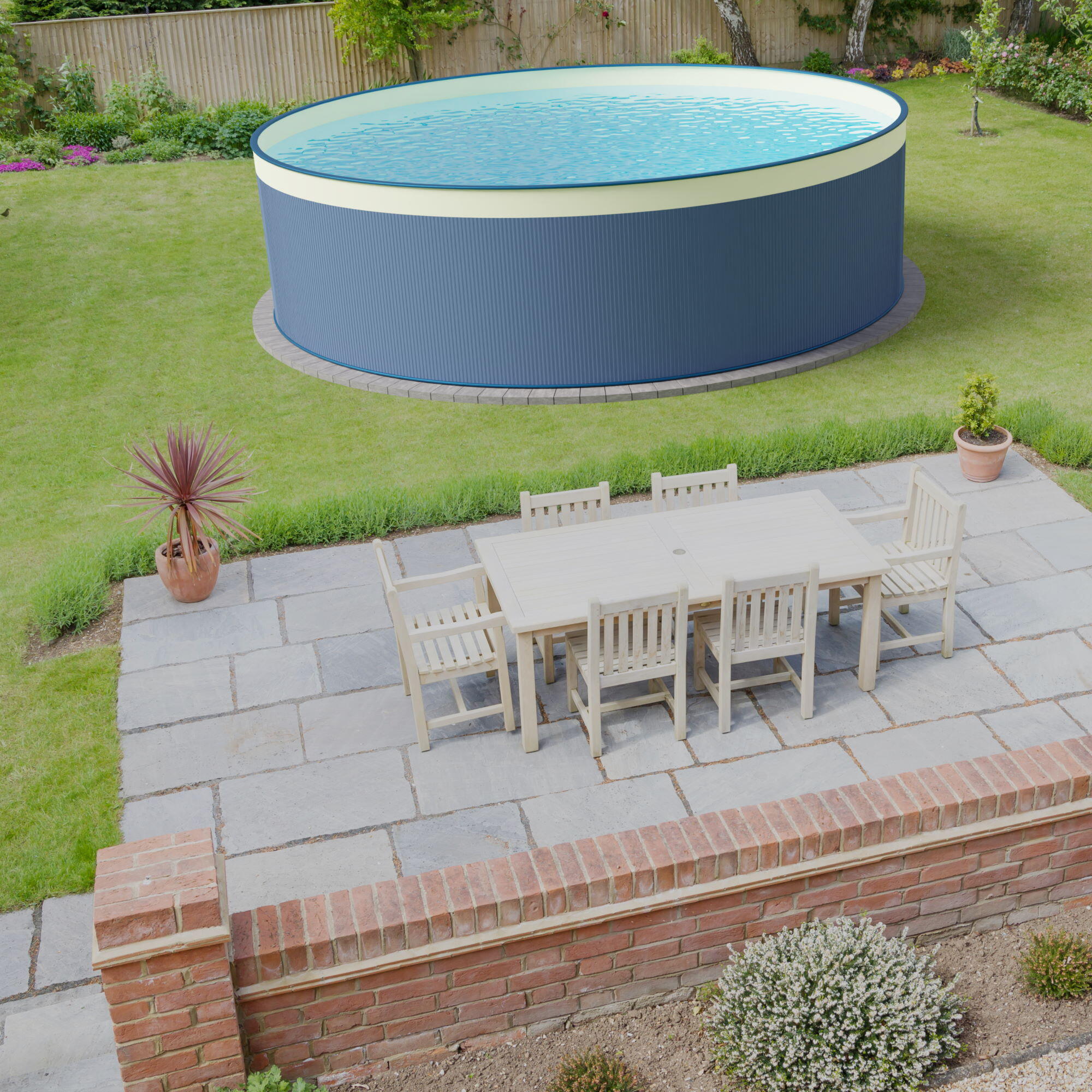 Stahlwandpool rund 450x120cm, Stahl 0,4mm anthrazit, Folie 0,3mm sand 4/7