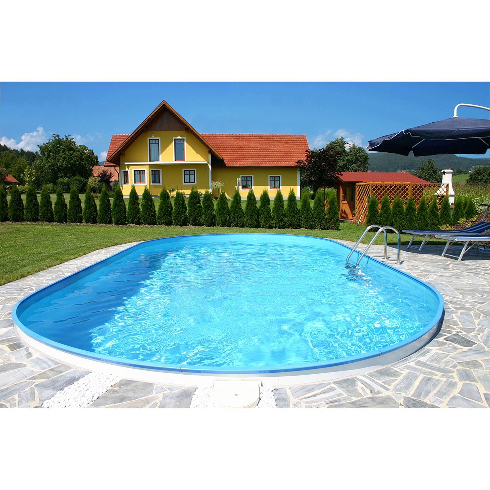 Stahlwandpool oval 623x360x120cm, Stahl 0,4mm weiß, Folie 0,4mm blau 2/4