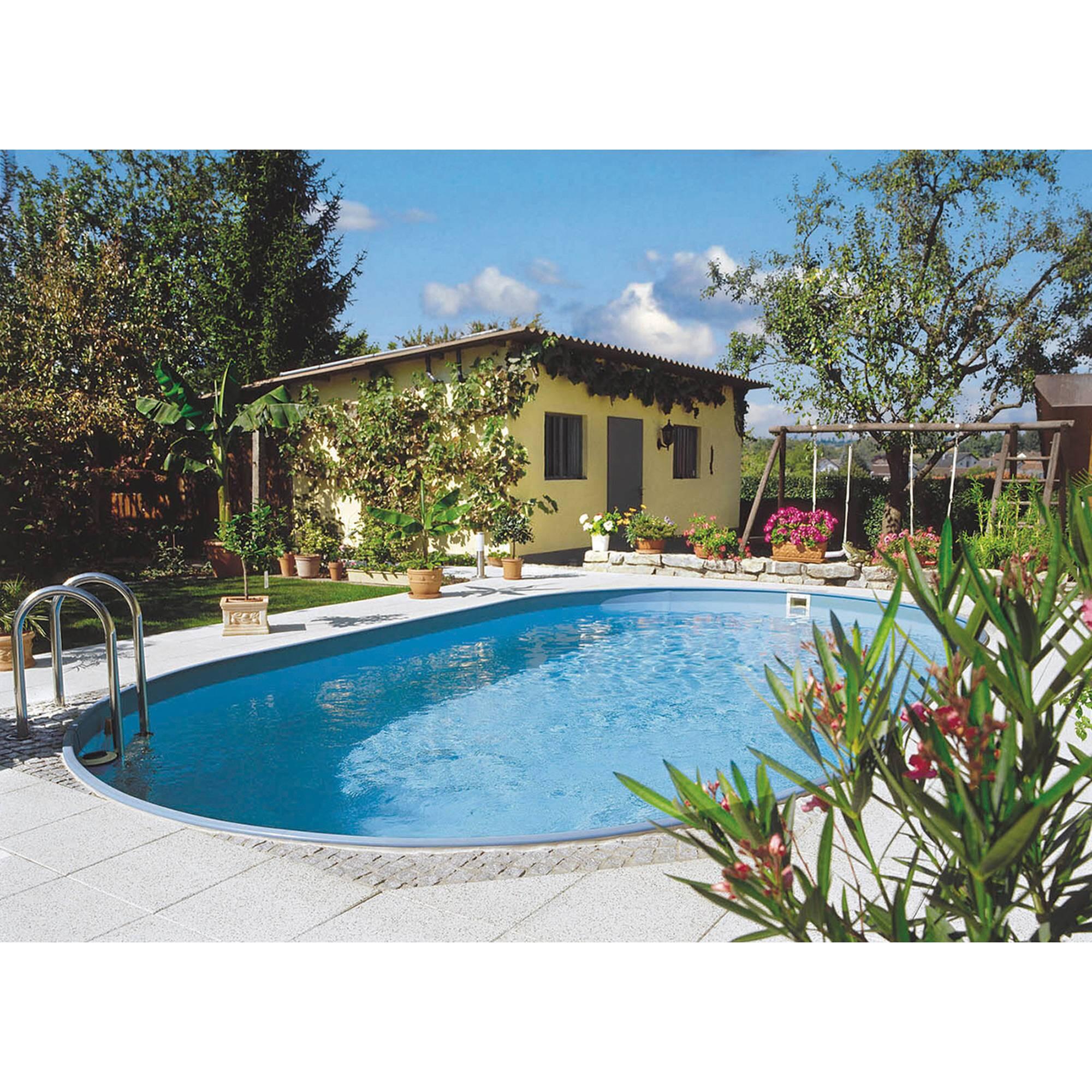 Stahlwandpool Set oval 525x320x120cm, Stahl 0,6mm weiß, Folie 0,6mm
blau 2/7