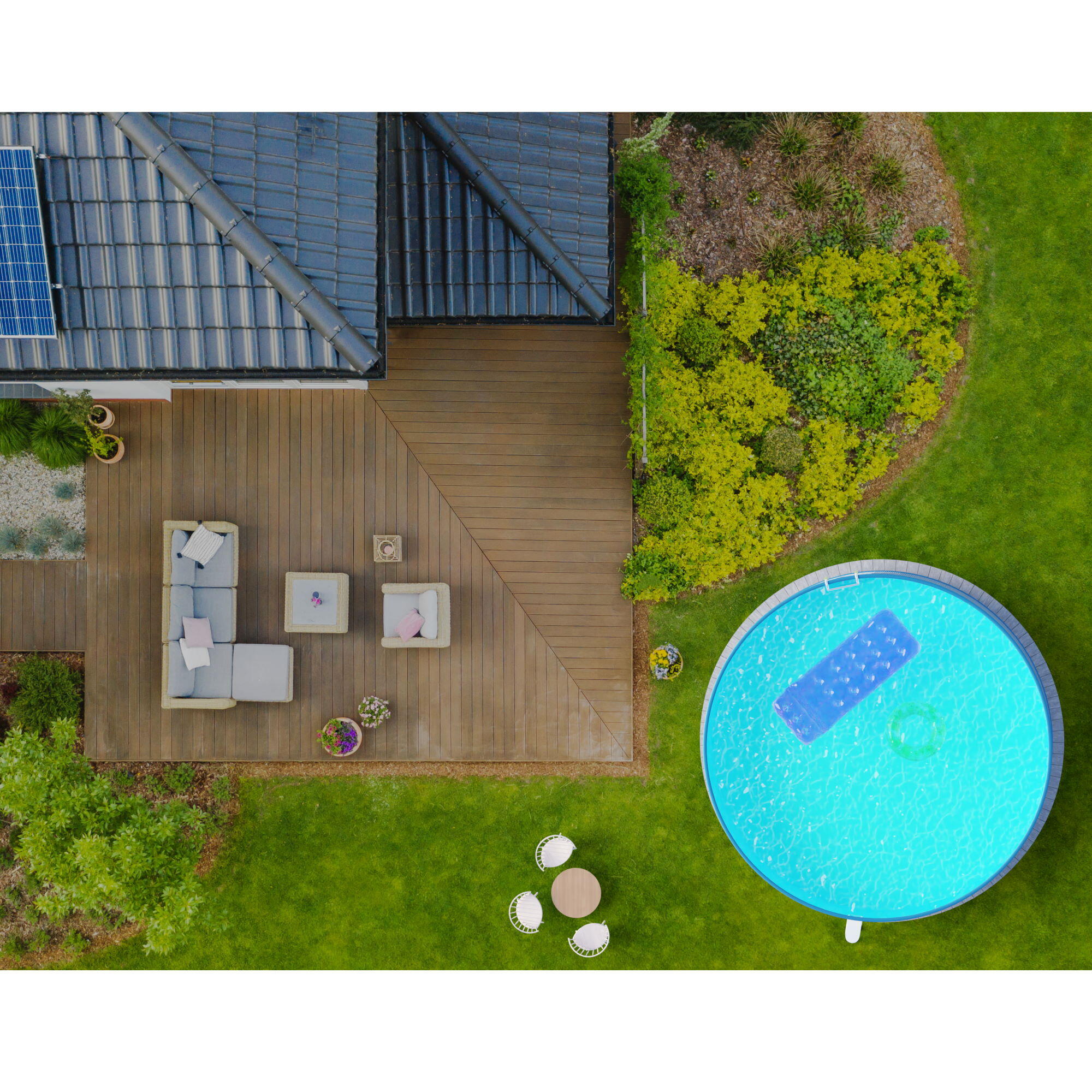 Stahlwandpool Set rund 450x120cm, Stahl 0,4mm anthrazit, Folie 0,4mm
blau 2/7