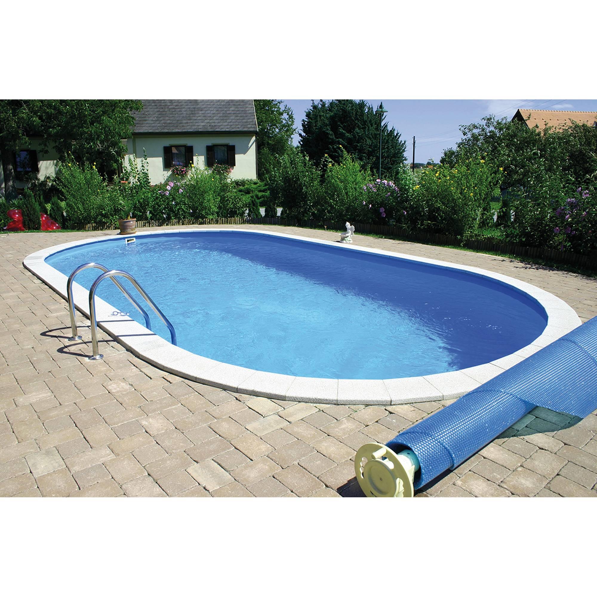 Stahlwandpool oval Exklusiv 700x350x120cm, Stahl 0,6mm weiß, Folie
0,6mm blau 3/7