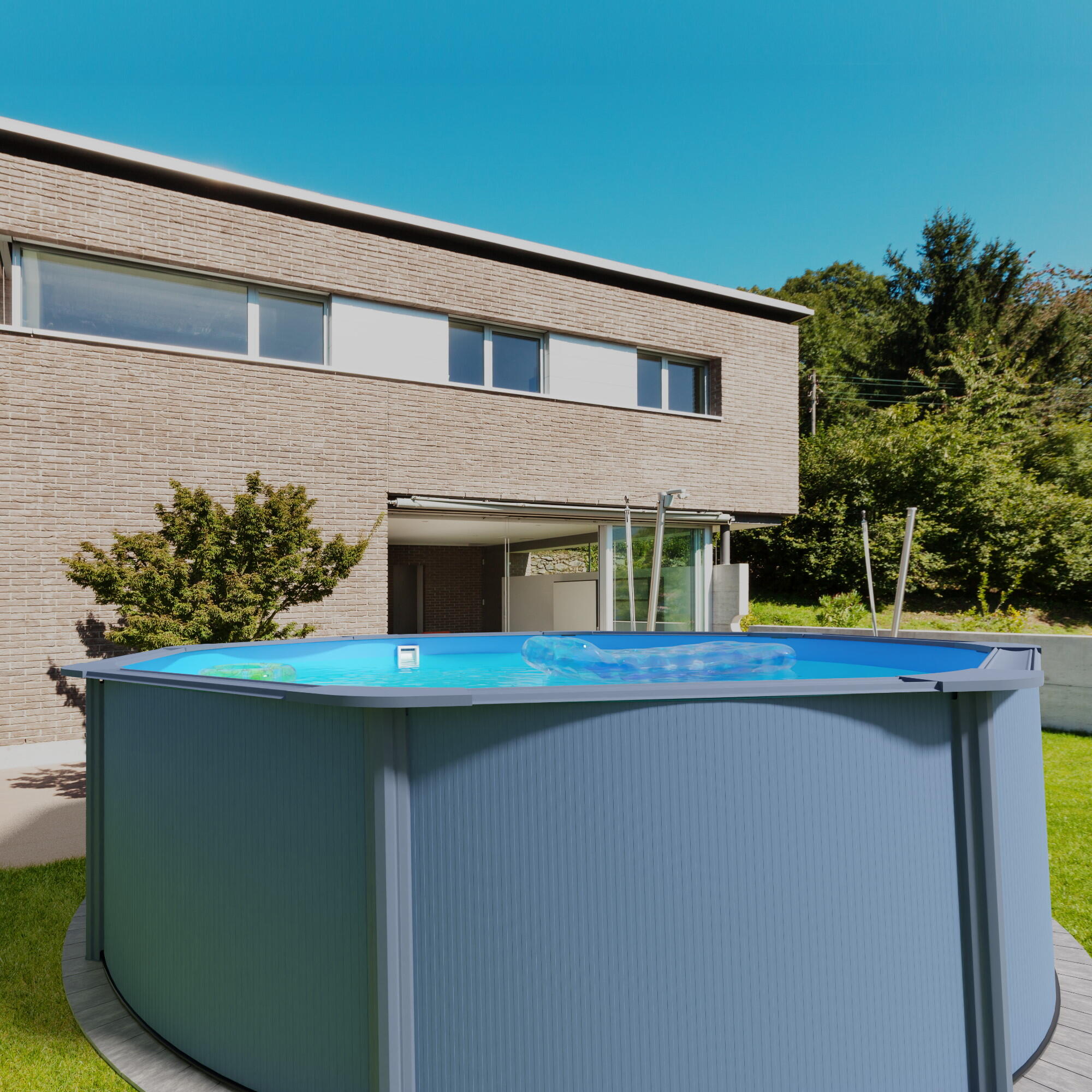 Stahlwandpool Set rund 450x120cm, Stahl 0,45mm anthrazit, Folie 0,3mm
blau 3/7