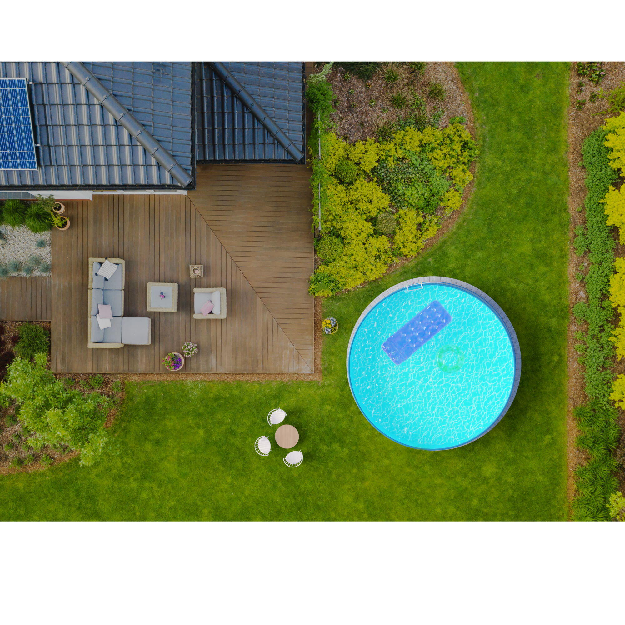 Stahlwandpool rund 350x90cm, Stahl 0,3mm weiß, Folie 0,2mm blau 7/7