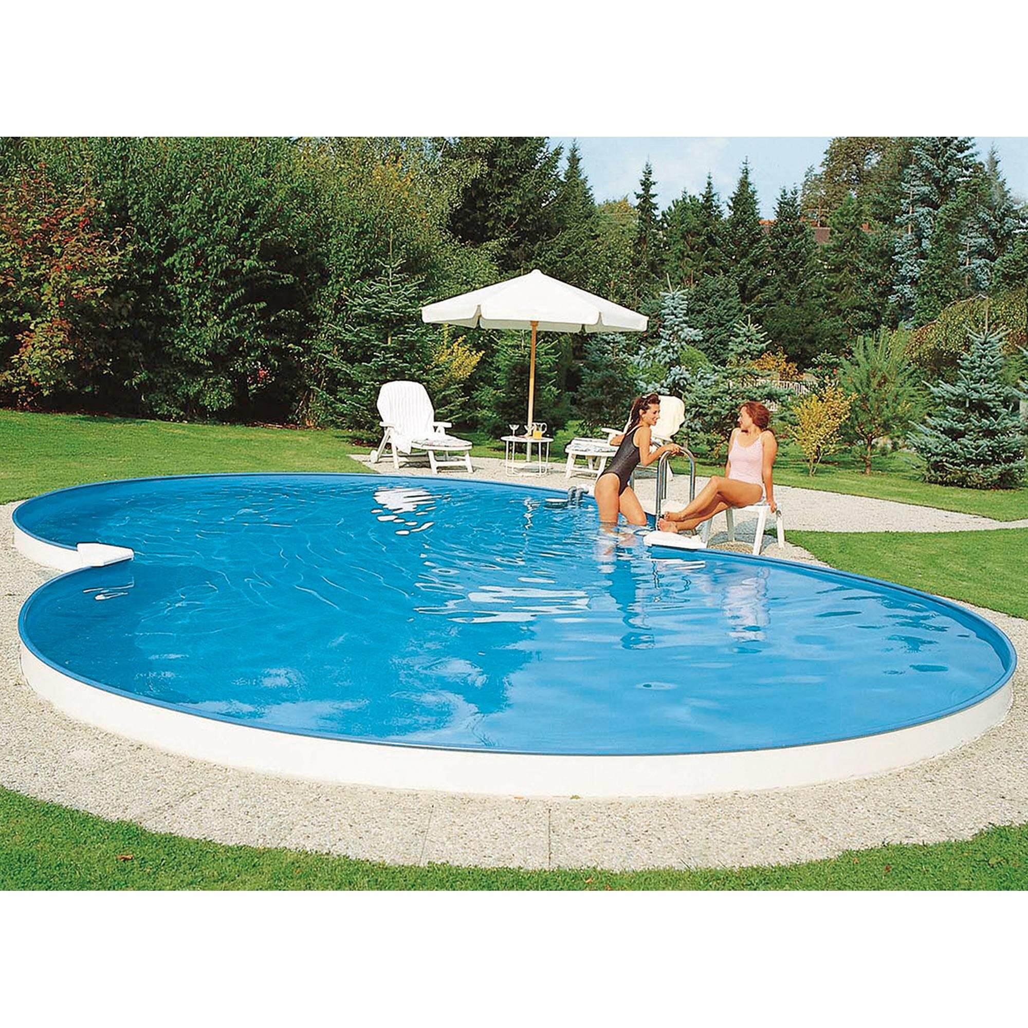 Stahlwandpool achtform 625x360x120cm, Stahl 0,6mm weiß, Folie 0,6mm
blau 3/7