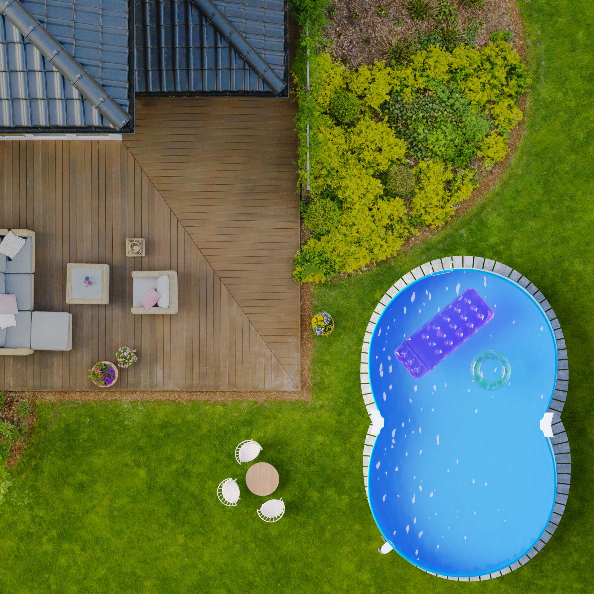Stahlwandpool achtform 470x300x120cm, Stahl 0,4mm weiß, Folie 0,4mm
blau 7/7