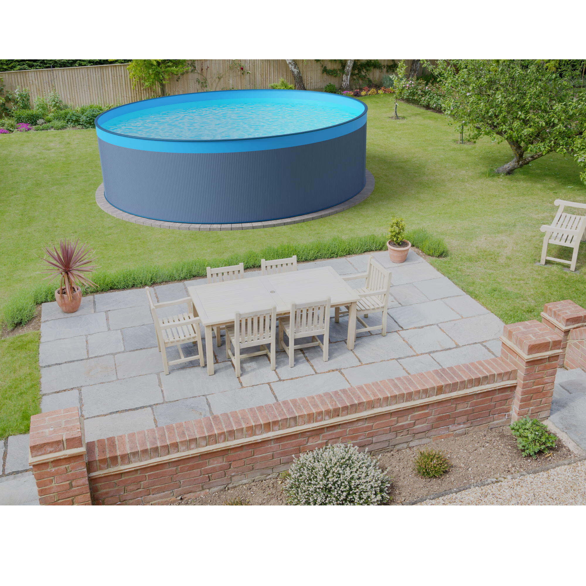 Stahlwandpool Set rund 450x120cm, Stahl 0,4mm anthrazit, Folie 0,3mm
blau 3/7