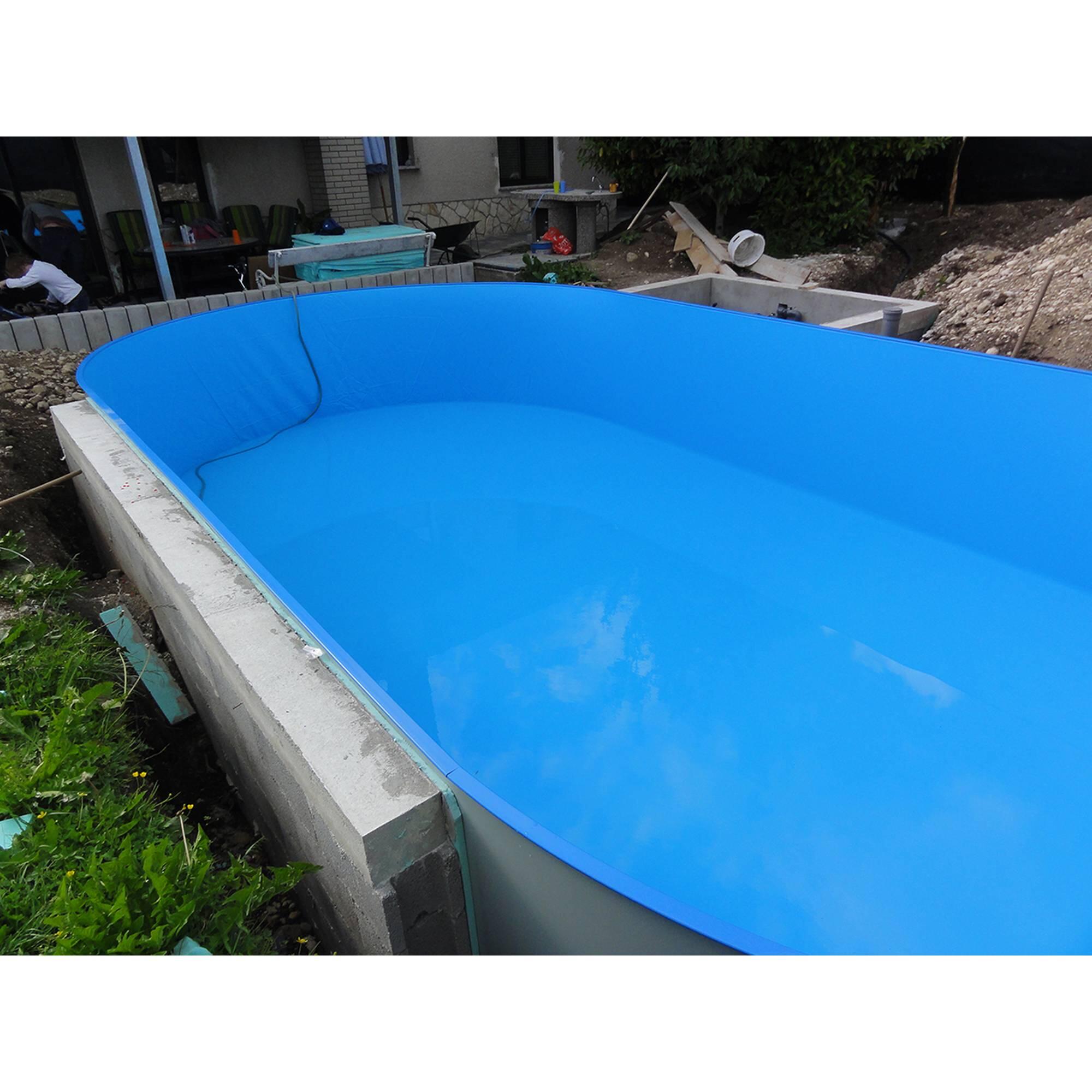 Stahlwandpool oval Exklusiv 700x350x120cm, Stahl 0,6mm weiß, Folie
0,6mm blau 5/7
