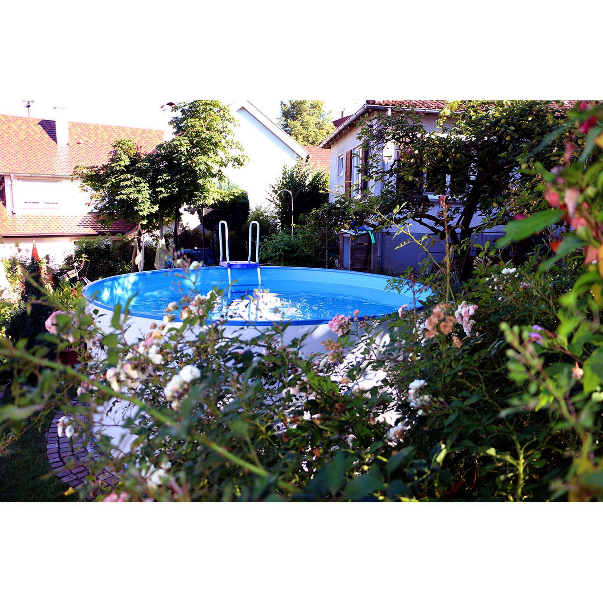 Stahlwandpool rund Exklusiv 420x120cm, Stahl 0,6mm weiß, Folie 0,6mm
blau 3/6