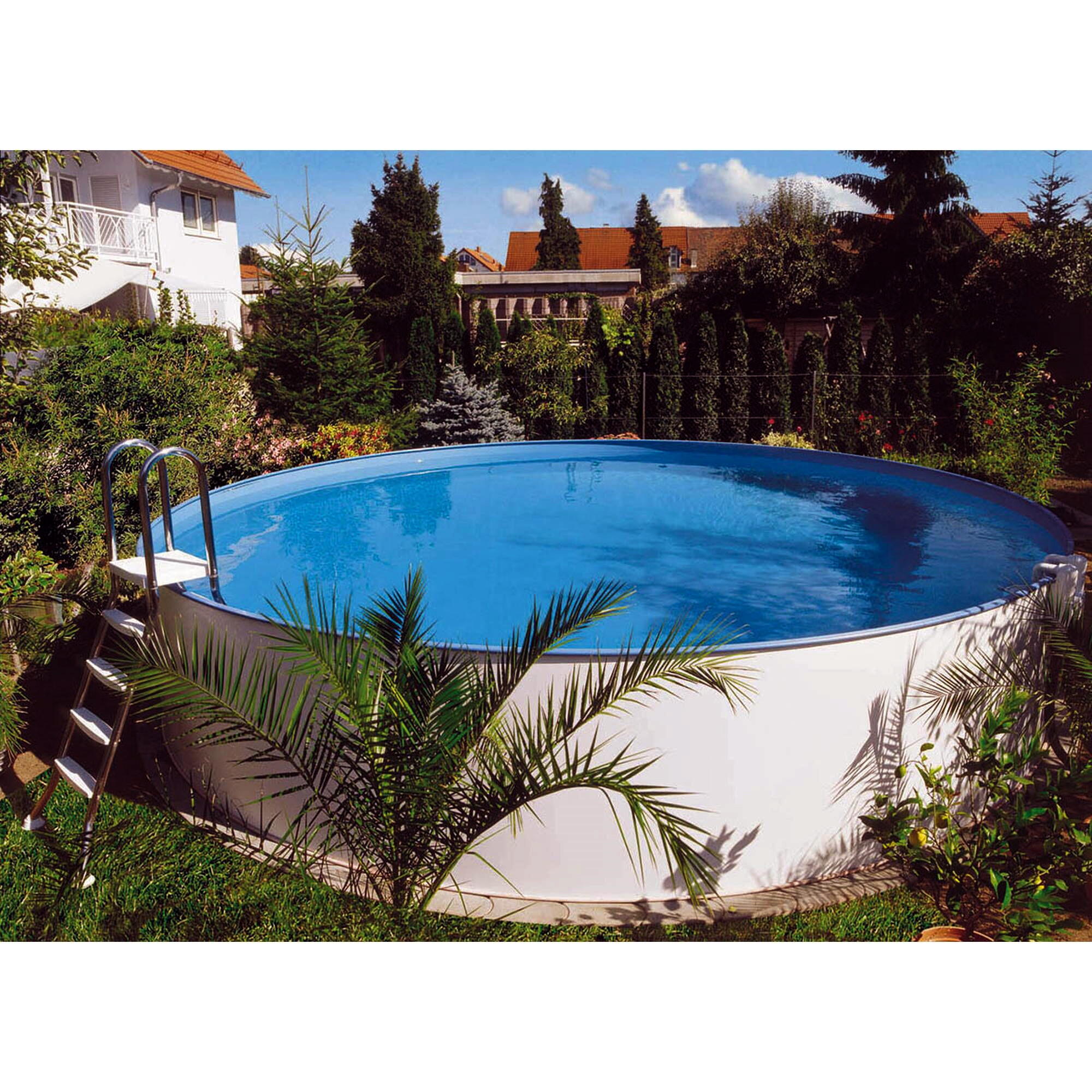 Stahlwandpool rund Exklusiv 420x120cm, Stahl 0,6mm weiß, Folie 0,6mm
blau 2/6