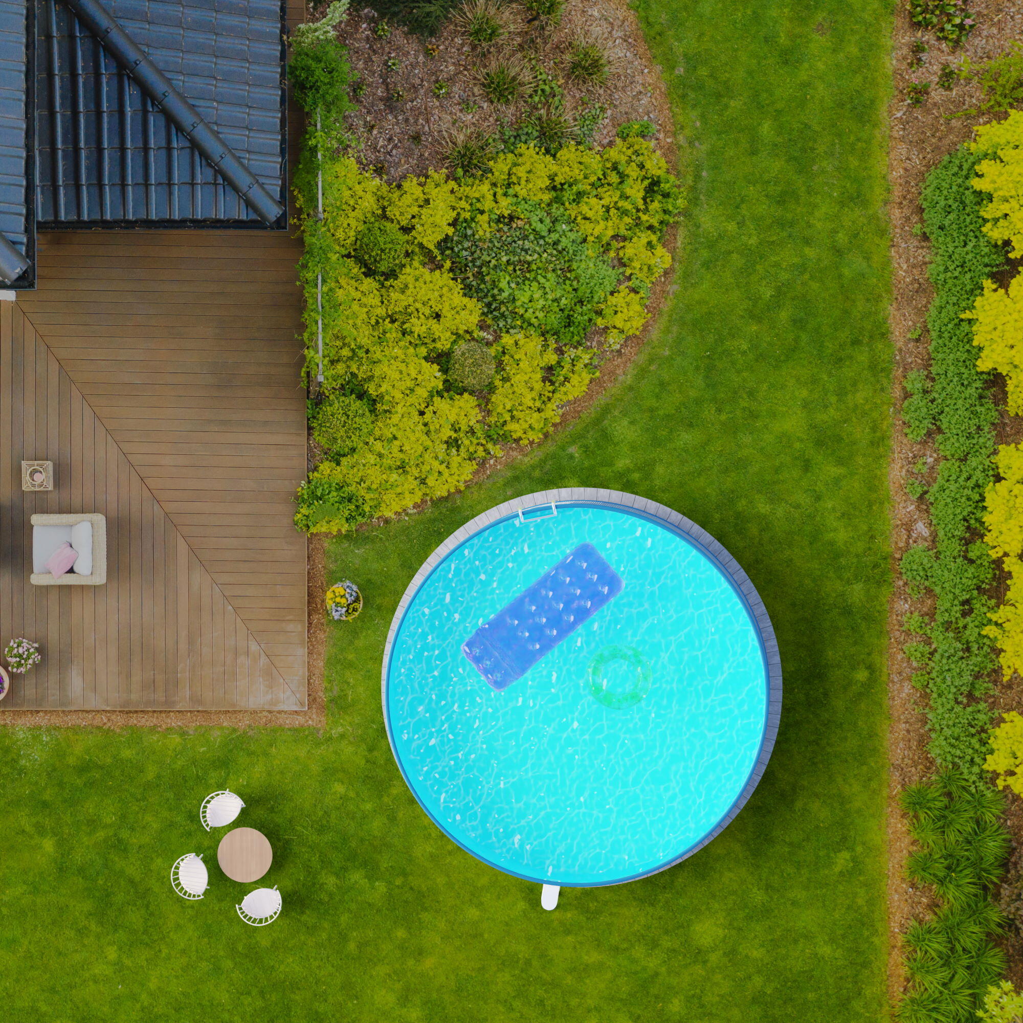 Stahlwandpool rund 300x120cm, Stahl 0,4mm anthrazit, Folie 0,2mm sand 5/7