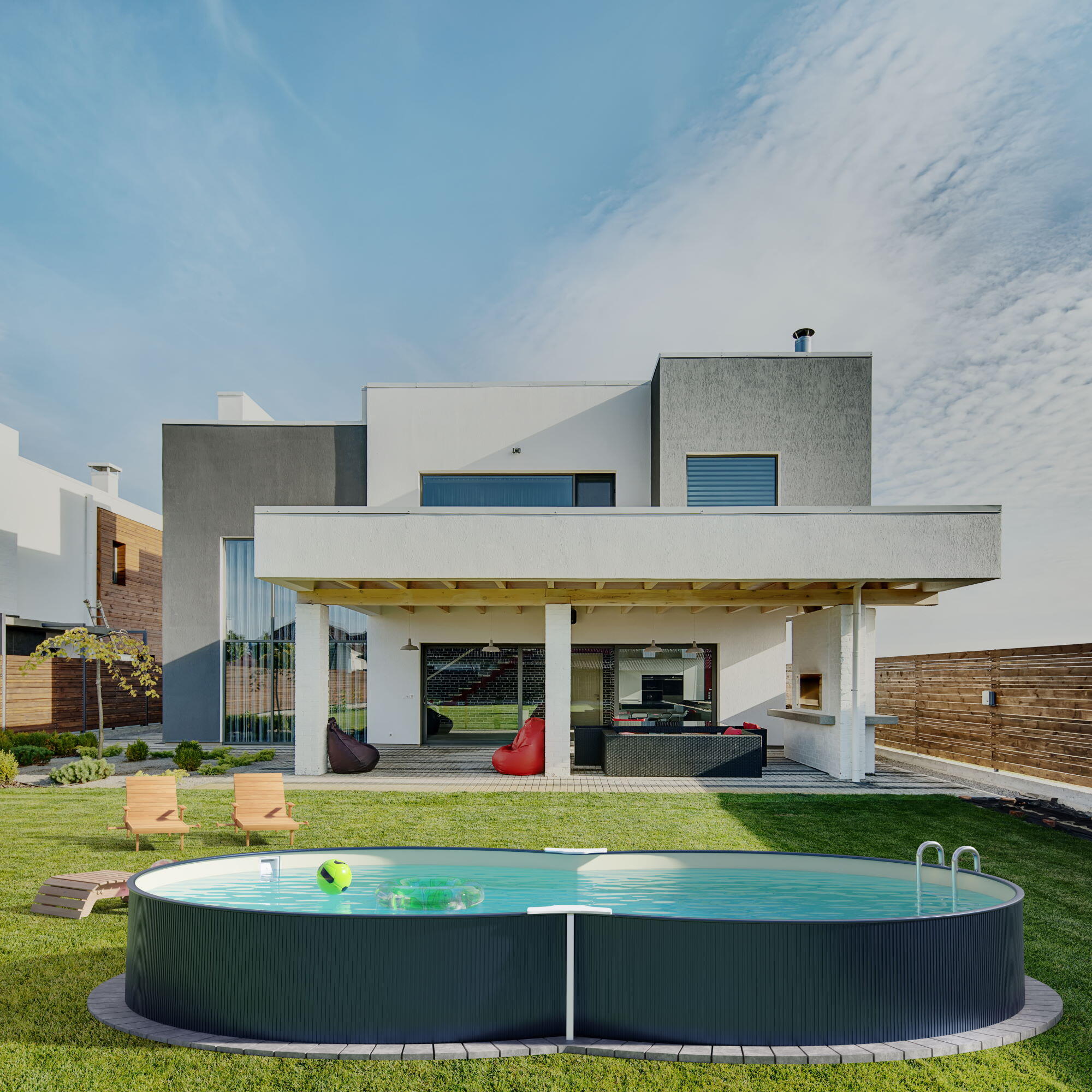 Stahlwandpool achtform 650x420x120cm, Stahl 0,4mm anthrazit, Folie
0,4mm sand 5/7