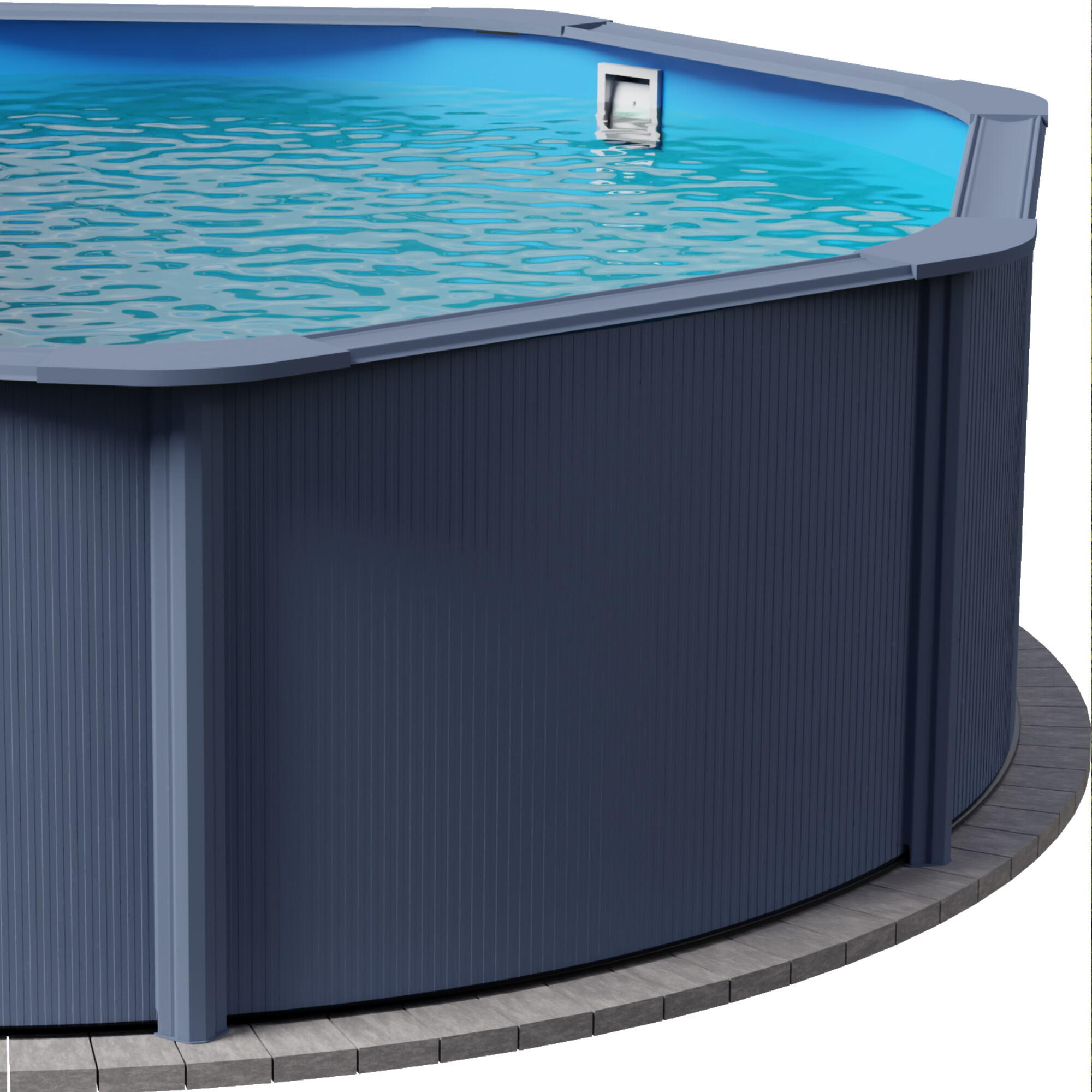 Stahlwandpool rund 350x120cm, Stahl 0,4mm anthrazit, Folie 0,3mm blau 2/7