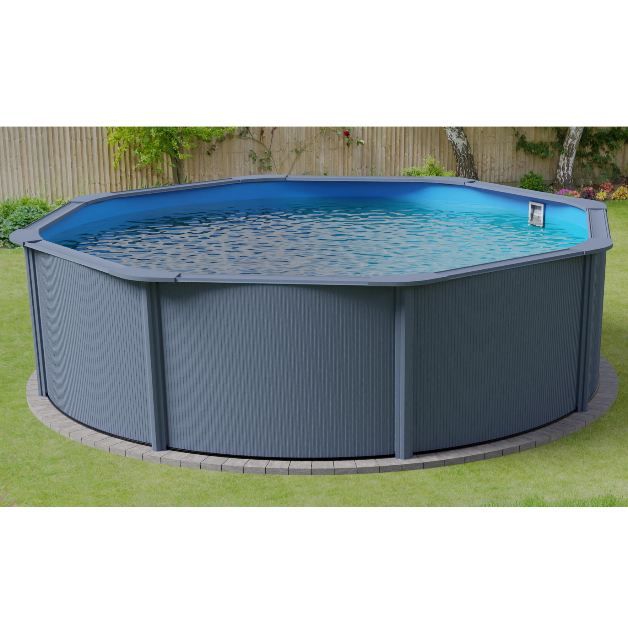 Stahlwandpool rund 350x120cm, Stahl 0,4mm anthrazit, Folie 0,3mm blau 4/7