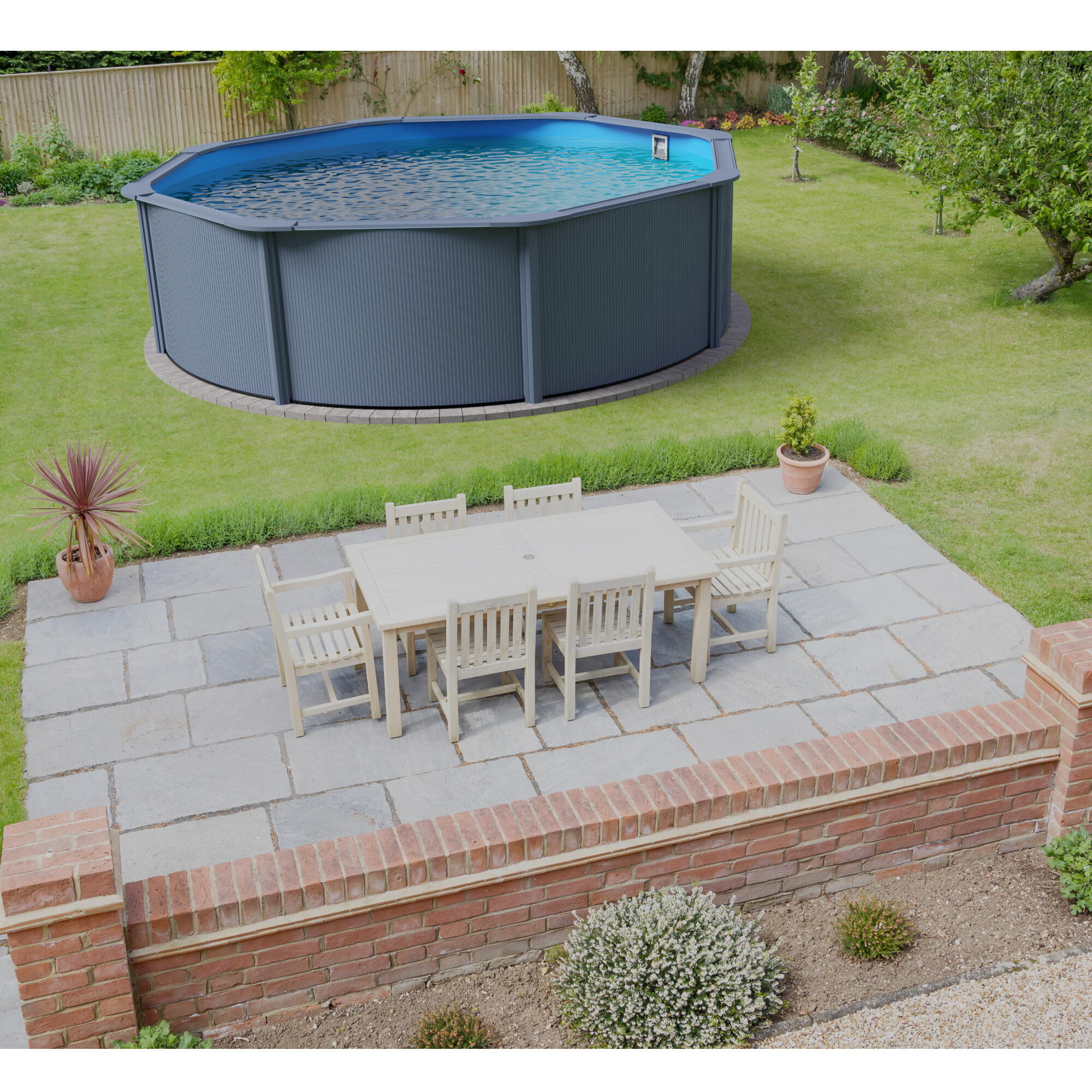 Stahlwandpool Set rund 360x120cm, Stahl 0,45mm anthrazit, Folie 0,3mm
blau 2/7