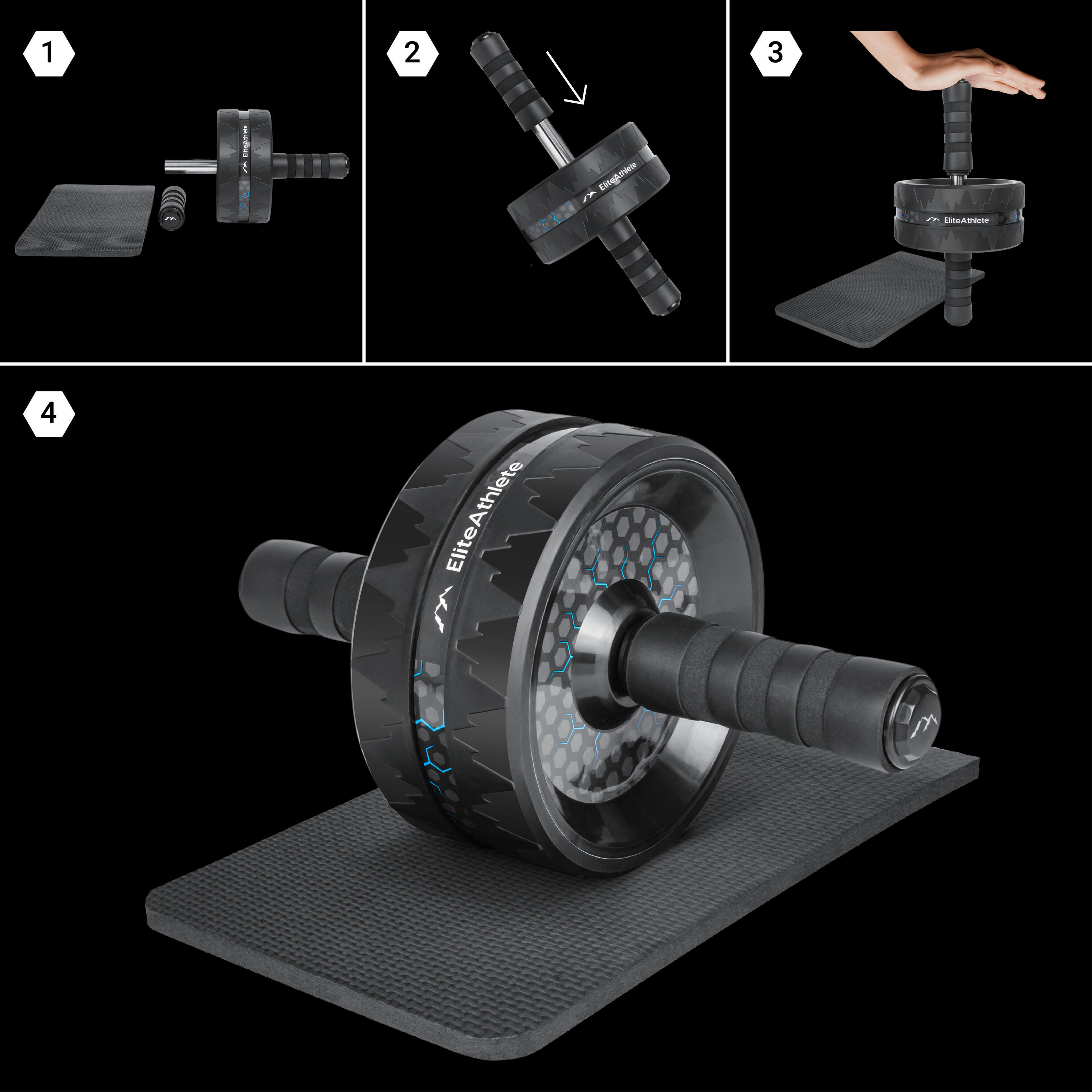EliteAthlete® Roue Abdominale - Roulette Abdominaux - AB Wheel - Rouleau Abdo 5/7