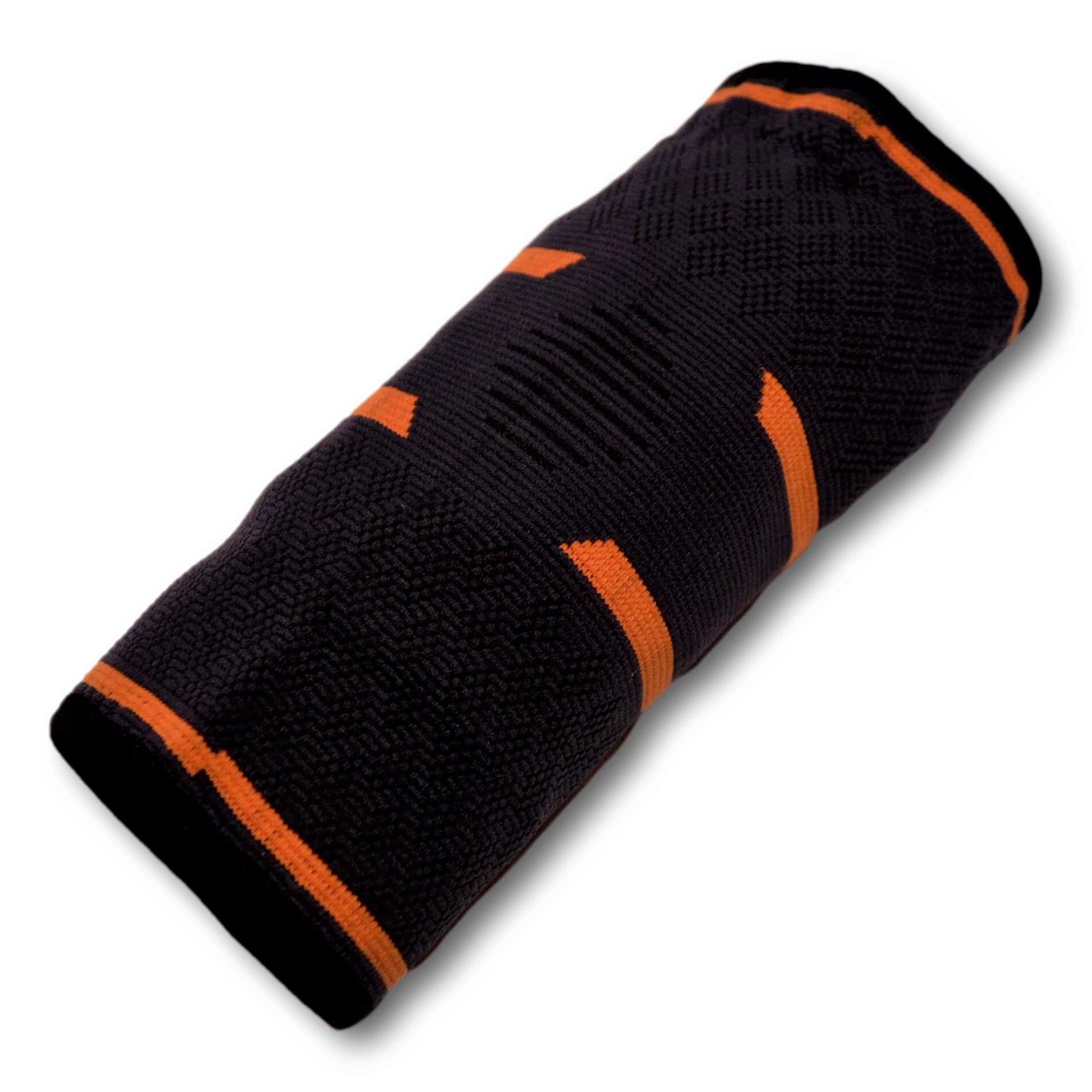 Elastische Elleboogbrace INDIGO Zwart-Oranje 3/4