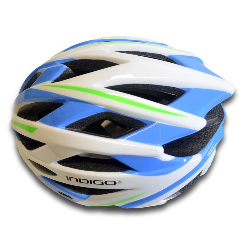 Casque Vélo avec Aérations INDIGO 55-61 cm Blanc-Bleu