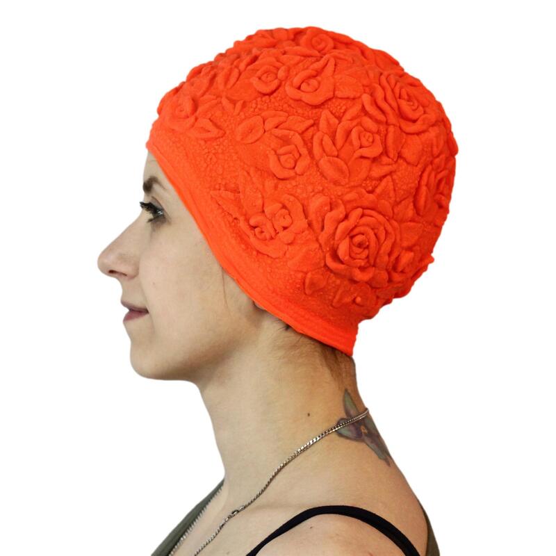 Gorro de Natación con Rosas en Relieve INDIGO Azul Claro