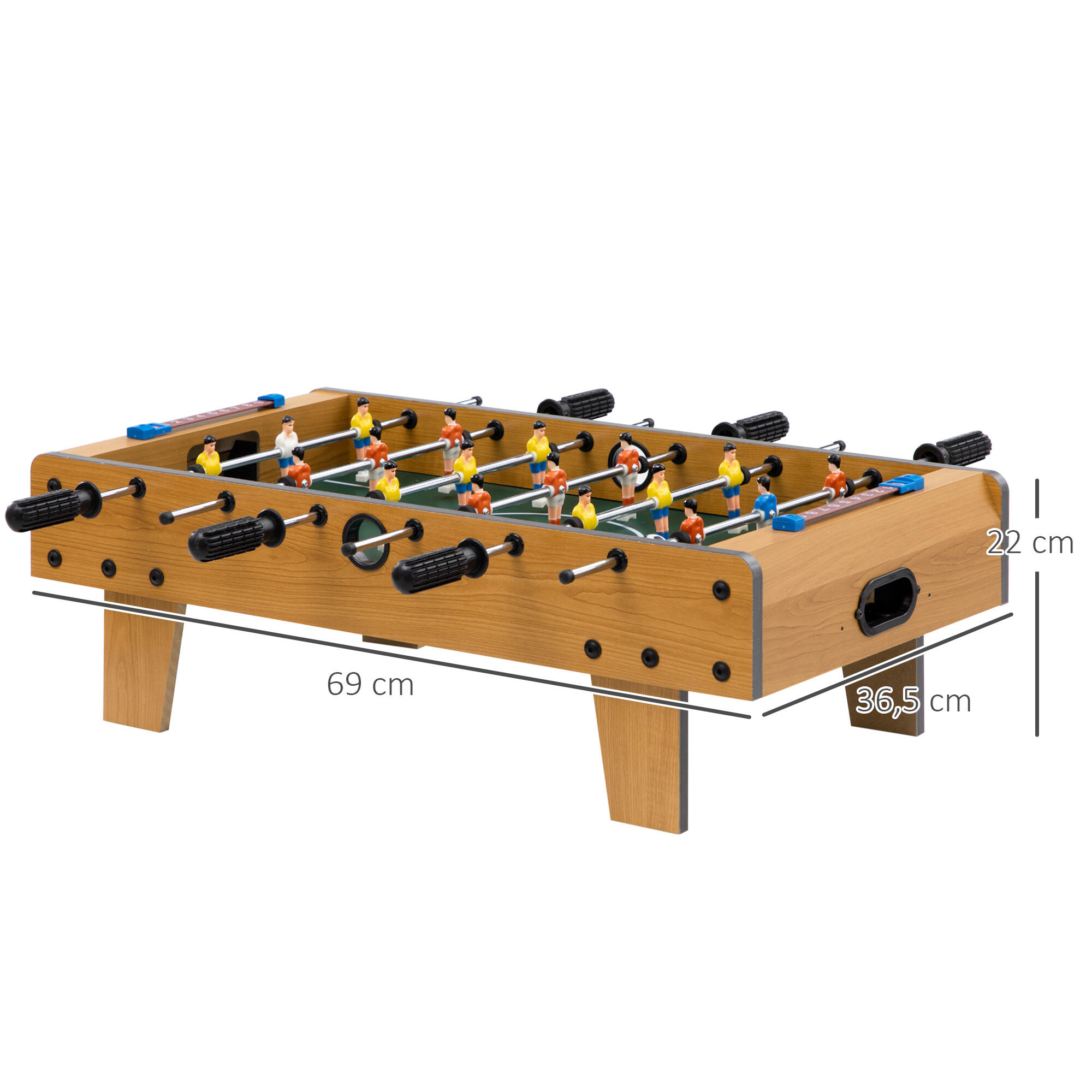 Futbolín de Mesa HOMCOM 69x36.5x22 cm Madera Natural 3/8