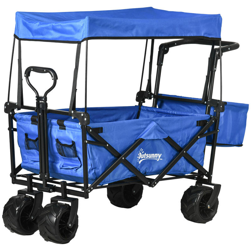 Carro transporte plegable de camping Outsunny 117x55x98 cm azul