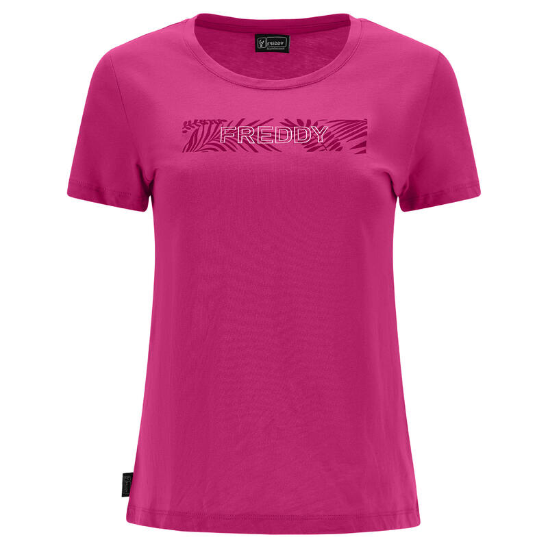 T-shirt stampa con texture foliage e lettering oro chiaro T-shirt stampa con texture foliage e lettering oro chiaro