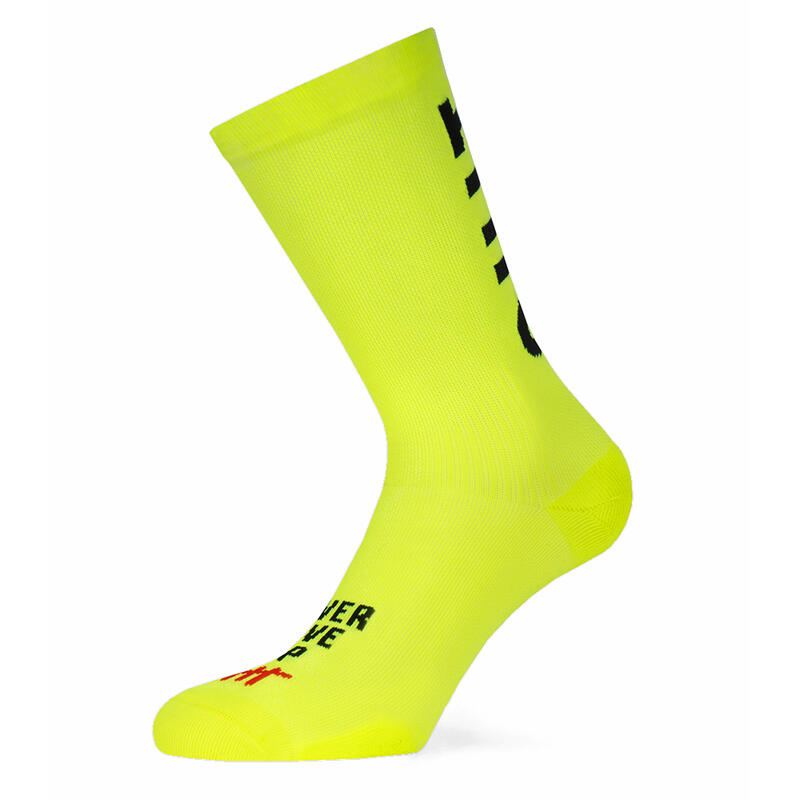 Calza running unisex Don't Quit, in maglia giallo fluo