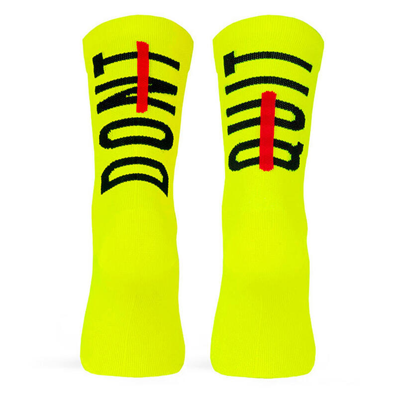 Calcetin running  unisex Don't Quit, tricotado color neon amarillo