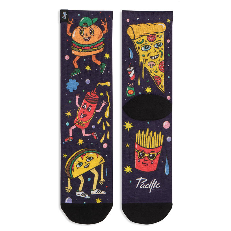 Chaussettes de course avec tissu Coolmax Unisex Fast Food, sublimé Multicolore