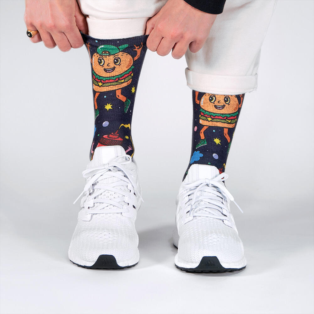Chaussette de course unisexe Good Vibes, tricot jaune 2/5