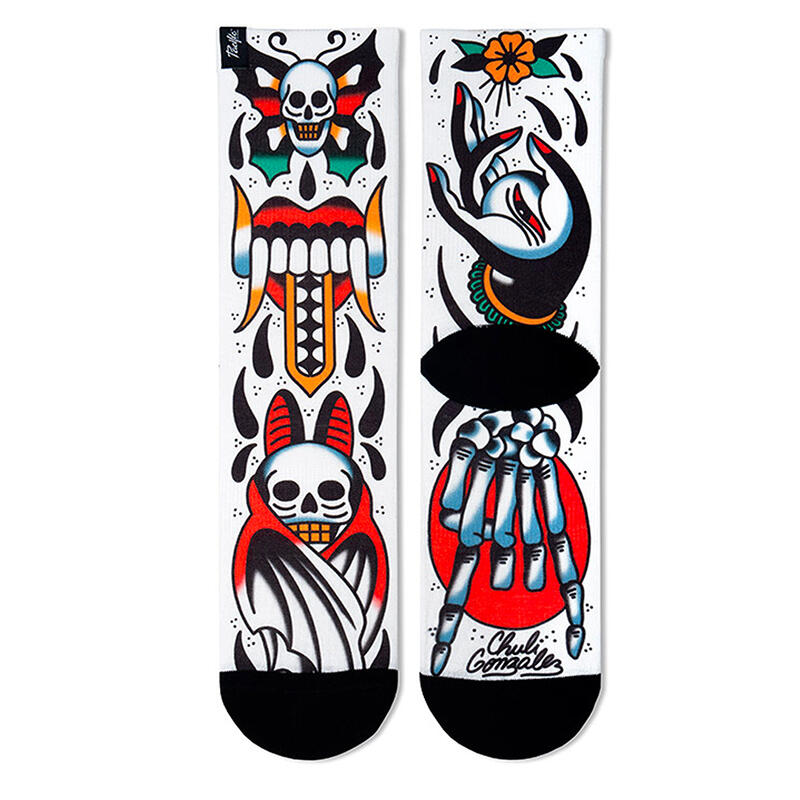 Meias de corrida com tecido Coolmax Unisex Skull, sublimadas Multicolor