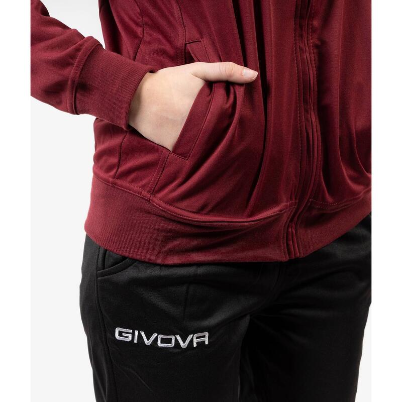 Survêtement Full Zip Enfant -  Rouge Grenat et Noir - Givova