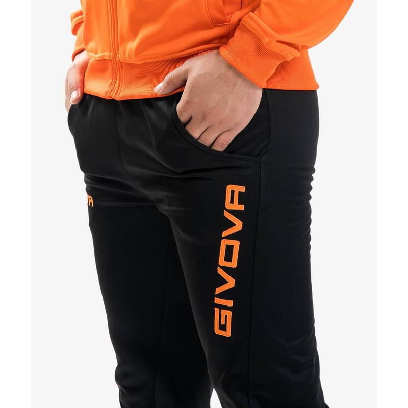 Survêtement one full zip Givova - Orange/Noir - Homme