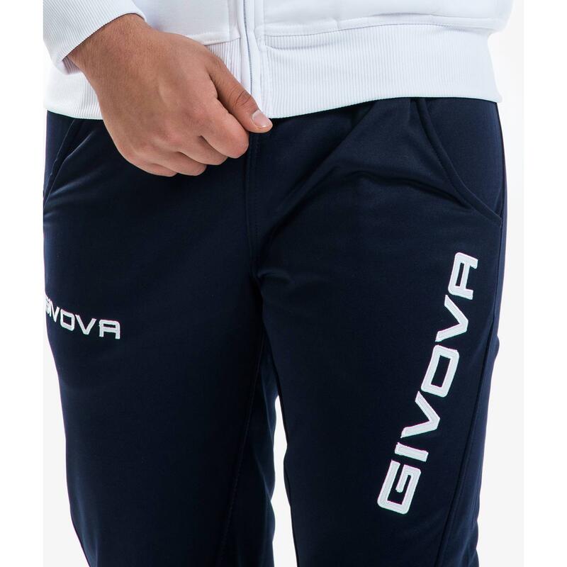 Trening Givova One Full Zip, Alb/Bleumarin, M