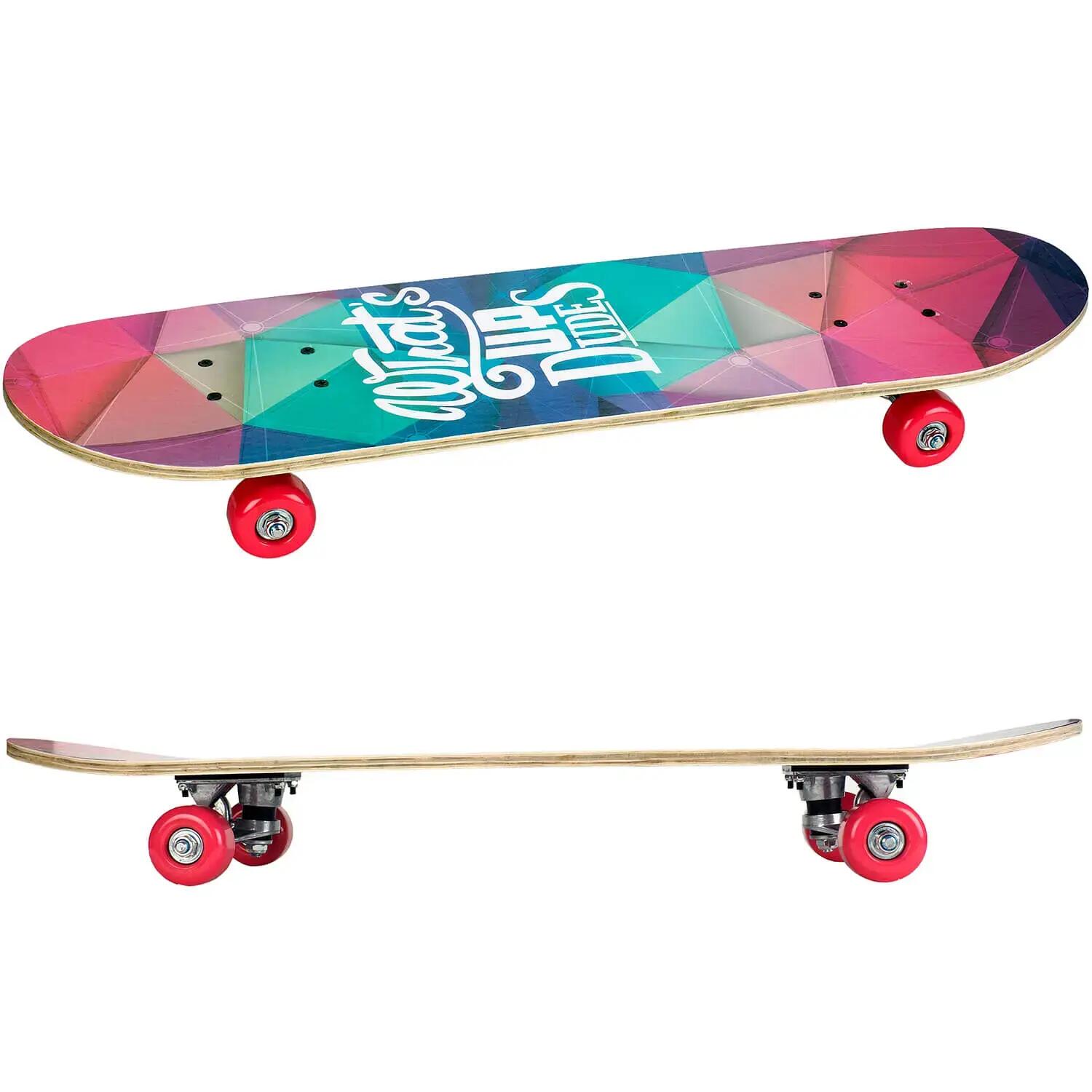 Skateboard dublu print, aluminiu, 70 x 20 cm, multicolor, What's Up Dudes 3/4