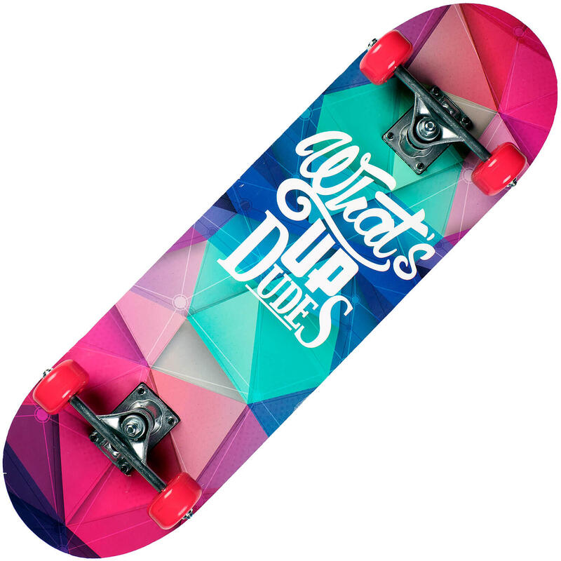 Skateboard dublu print, aluminiu, 70 x 20 cm, multicolor, What's Up Dudes