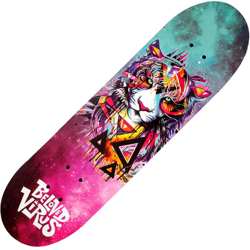 Skateboard dublu print, aluminiu, 70 x 20 cm, multicolor, Tiger