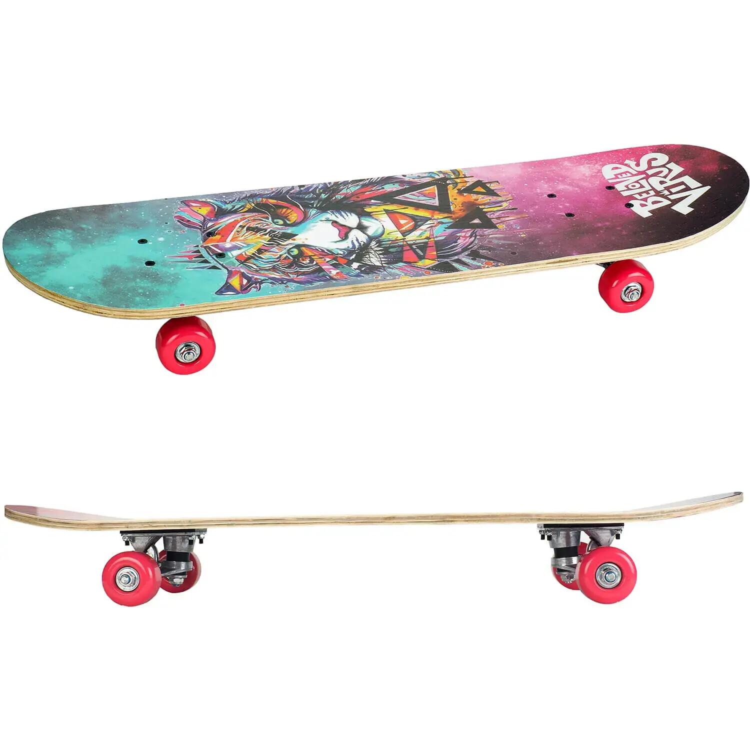 Skateboard dublu print, aluminiu, 70 x 20 cm, multicolor, Tiger 3/4
