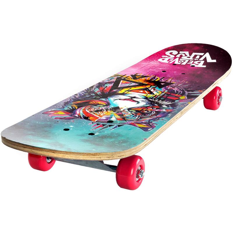 Skateboard dublu print, aluminiu, 70 x 20 cm, multicolor, Tiger