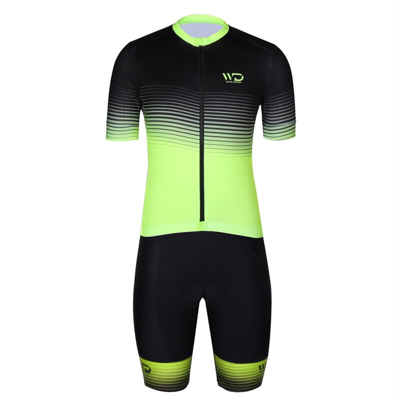 Maillot ciclismo manga corta WAVE negro/amarillo