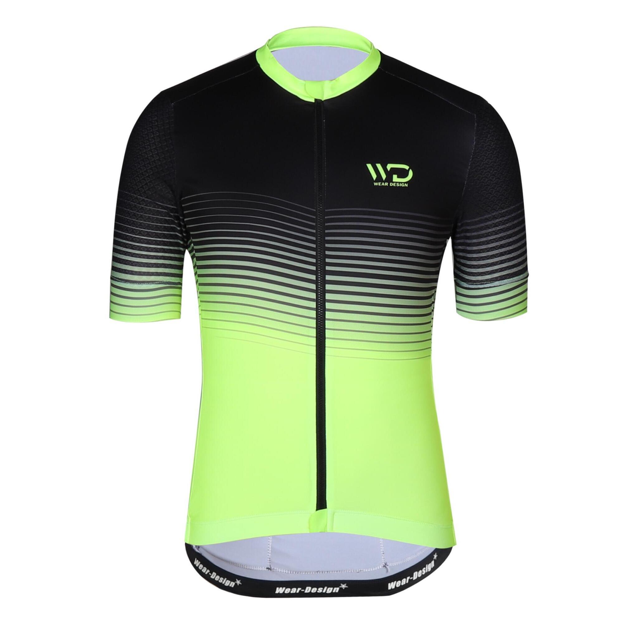 Wear Design - Maillot De Vélo Manches Courtes Wave Noir/jaune - Maillot Manches Courtes - Jaune|noir - 38 S - Decathlon