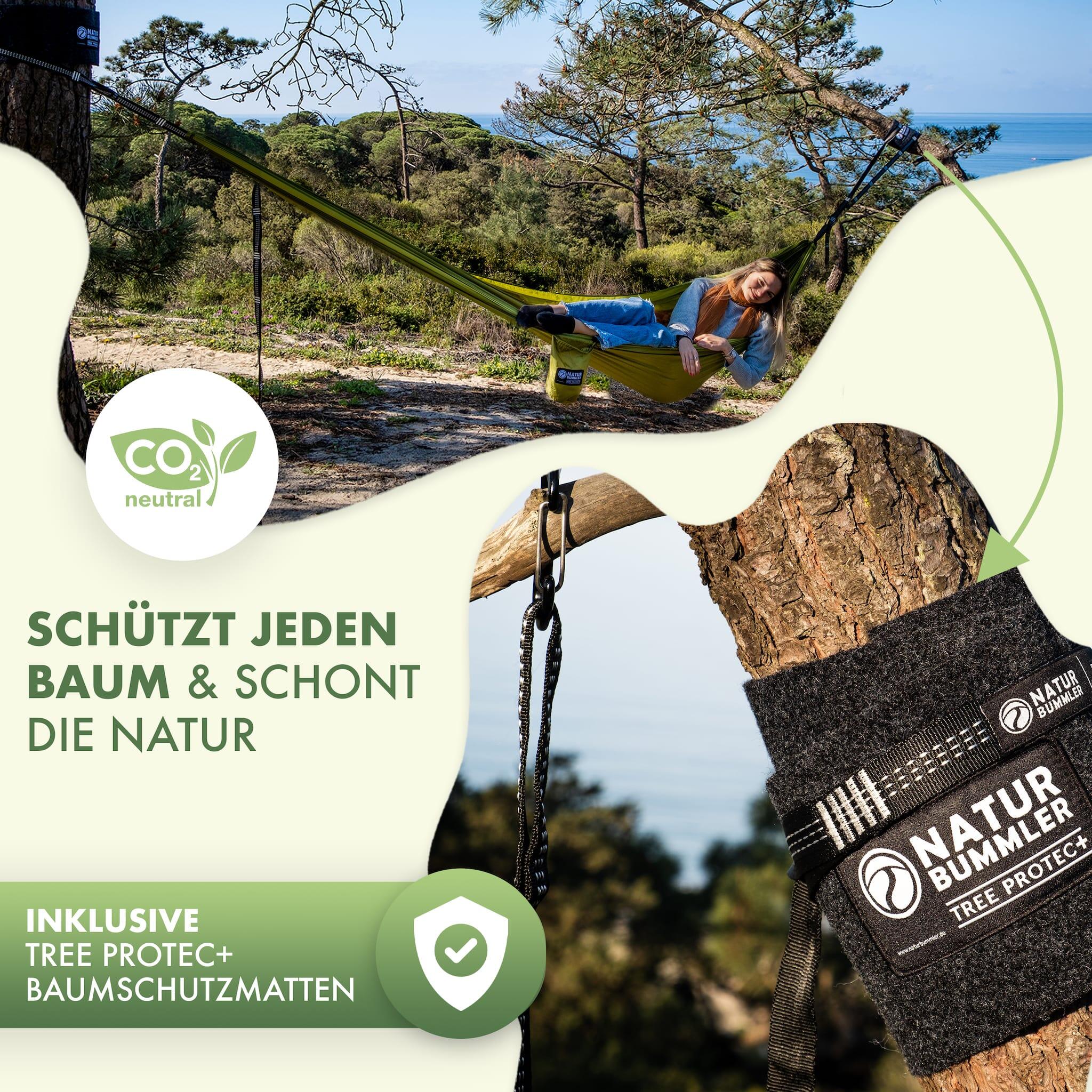 Naturbummler ® Hängematte Outdoor 300 x 170cm mit Baumschutzmatte (grün) 4/7