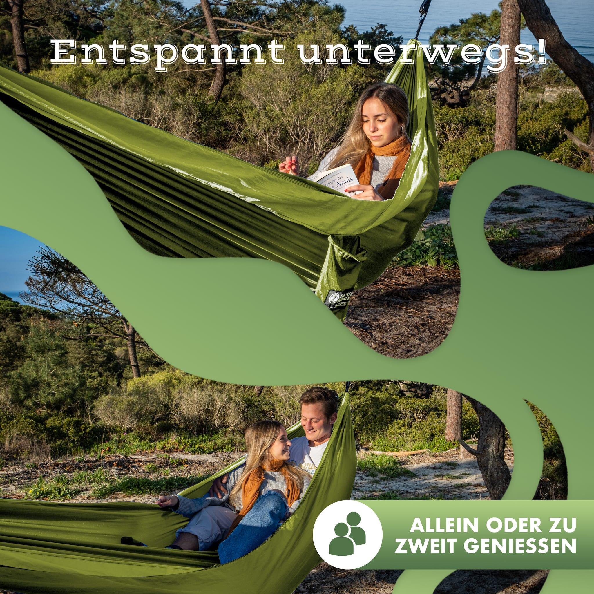 Naturbummler ® Hängematte Outdoor 300 x 170cm mit Baumschutzmatte (grün) 3/7