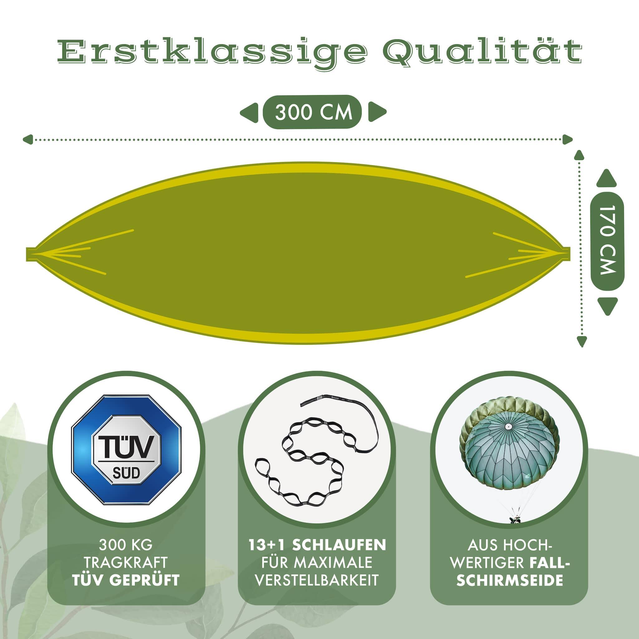 Naturbummler ® Hängematte Outdoor 300 x 170cm mit Baumschutzmatte (grün) 2/7
