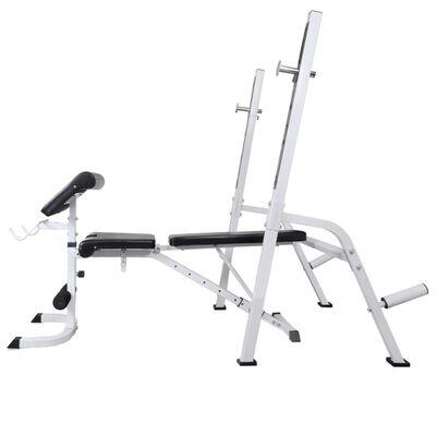 Verstelbare Fitness Bench & Rack Combo +  Barbell & Dumbbell Set (61kg)