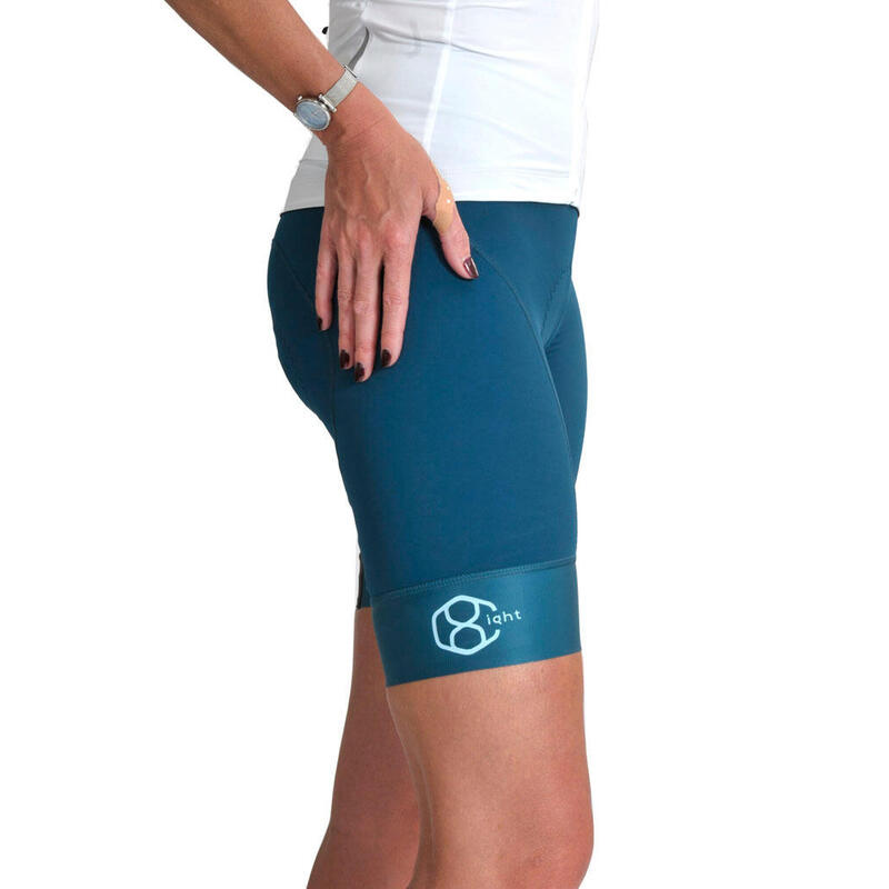 Level+ BIB fietsshort blauw/groen dames 8andCounting