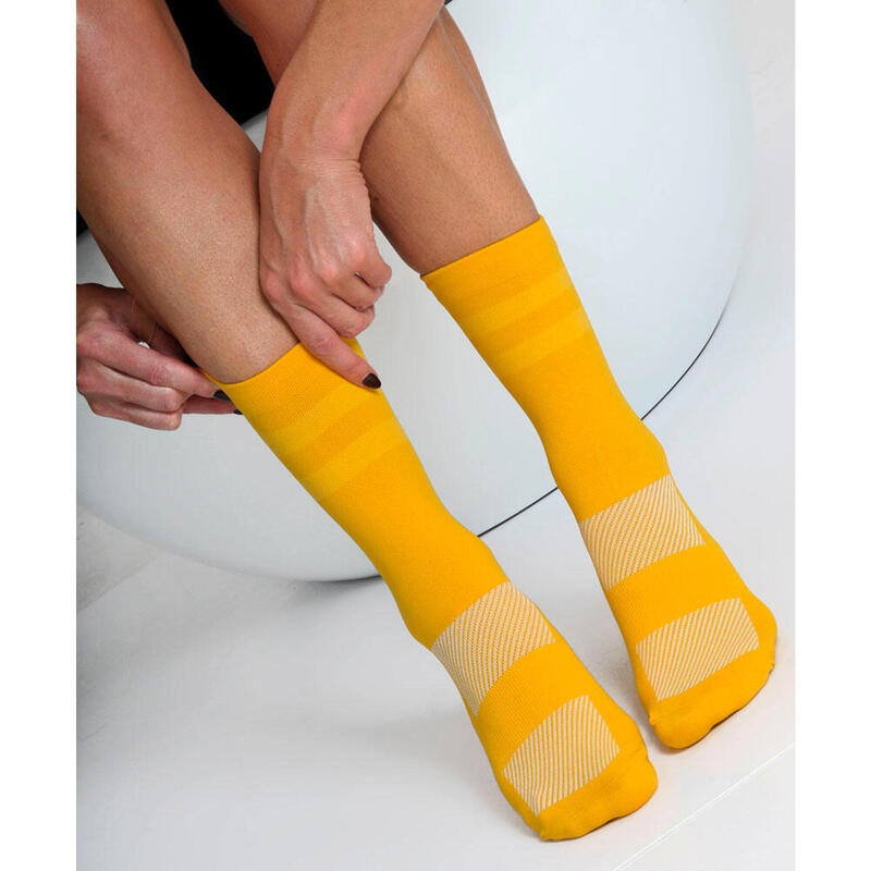 Chaussettes vélo Jaune respirant bande de compression anti glisse 8andCounting