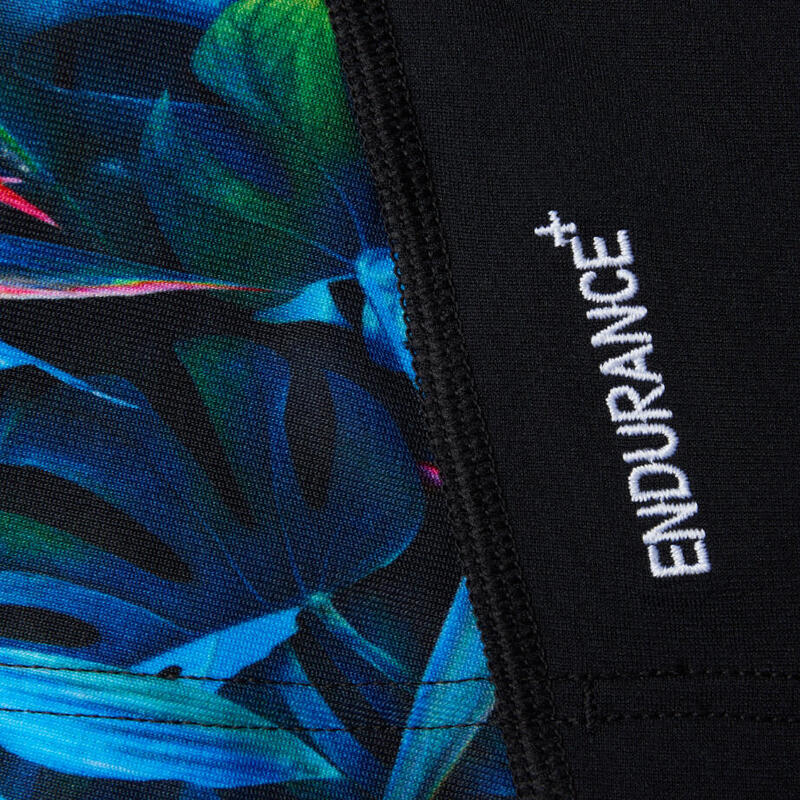 ECO ENDURANCE+  女士 棕櫚鸚鵡圖案 短袖防曬衣 - 黑色