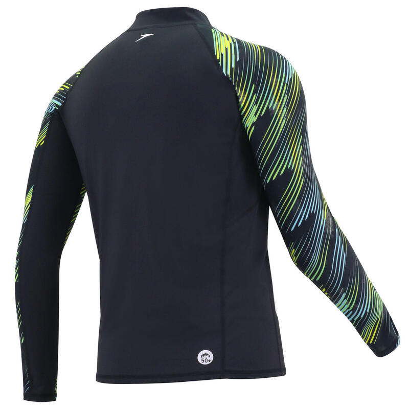 DELUXE PRINTED MEN'S LONG SLEEVE RASHGUARD - BLACK/GREEN