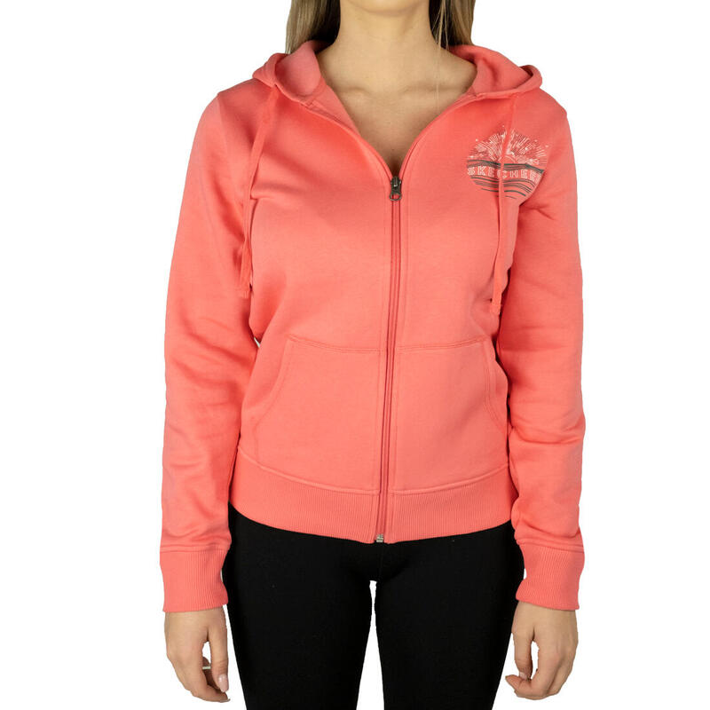 Női kapucnis pulóver, Skechers Full Zip Hoodie, rózsaszín