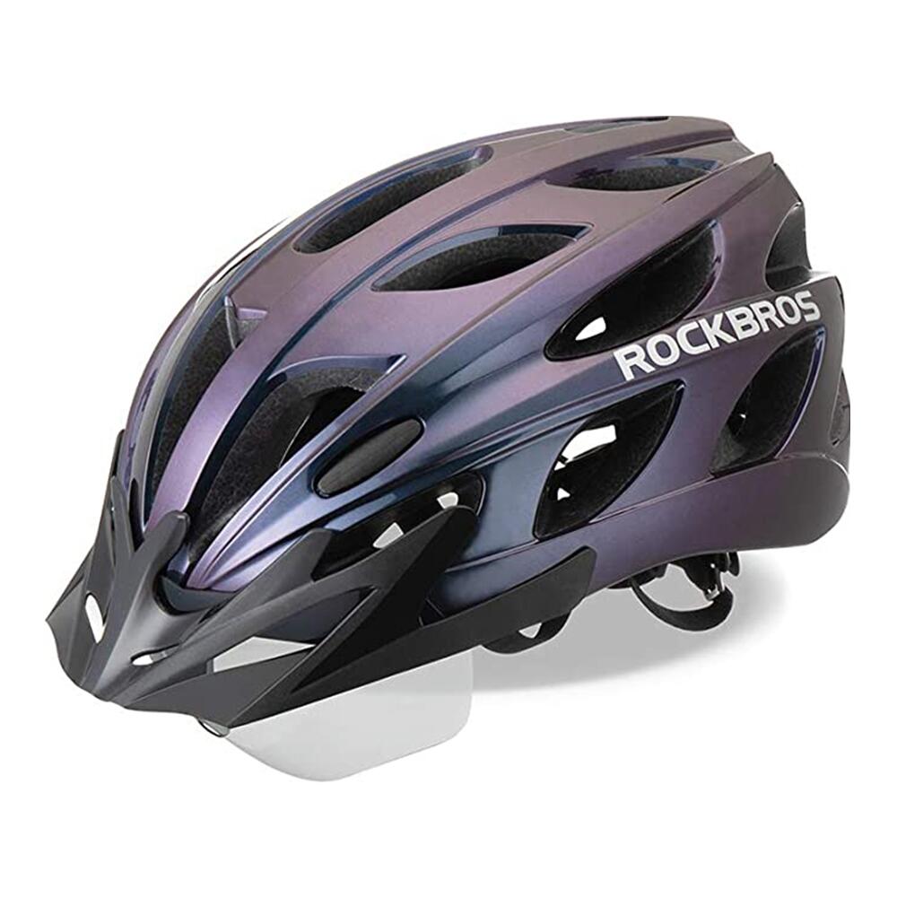 Rockbros - Casque Vtt Vélo Visière Et Lunette Amovible - Casque - Violet - Adulte - Decathlon